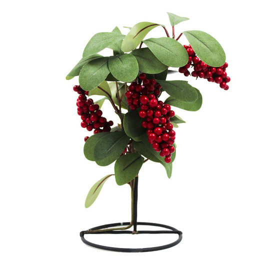 Imagem CASTIÇAL DECORATIVO COM FRUTINHAS COR PRETO, VERDE E VERMELHO 20CM - CROMUS 