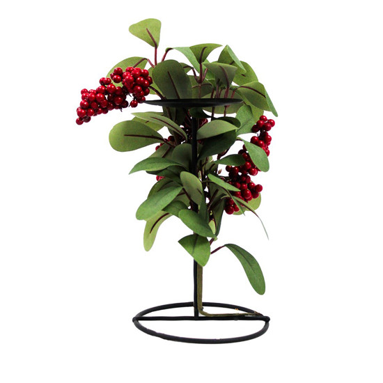 Imagem CASTIÇAL DECORATIVO COM FRUTINHAS COR PRETO, VERDE E VERMELHO 20CM - CROMUS 