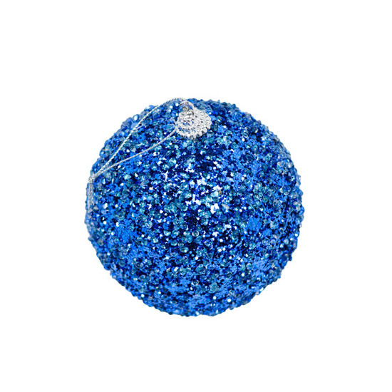 Imagem JOGO DE BOLA NATALINA 3 PEÇAS DE 10CM COR AZUL COM GLITTER - GRILLO 54165