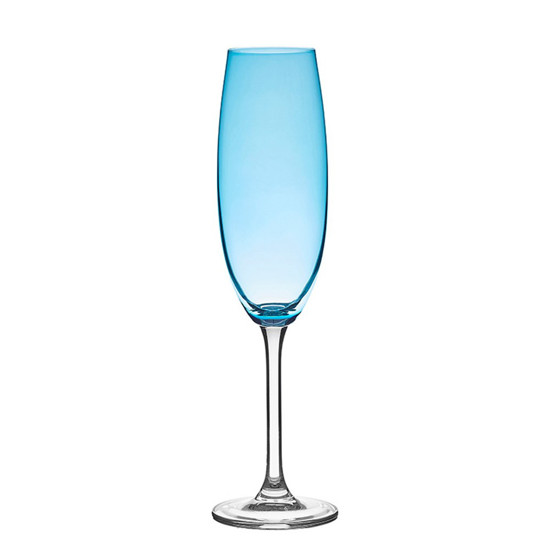 Imagem JOGO DE TAÇA COLIBRI PARA CHAMPANHE DE CRISTAL GASTRO AZUL CLARO 220ML 6 PEÇAS - BOHEMIA CRYSTALITE