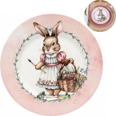 Imagem de PRATO DE SOBREMESA DE CERÂMICA AQUARELLE MEMÓRIAS DE PÁSCOA COELHA PINTORA 21CM COPA & CIA - Copa Industrial Ltda