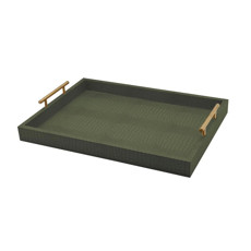 Imagem de BANDEJA DECORATIVA EM MDF E PU COM ALÇA COR VERDE E DOURADO 48X35X7,5CM - PARAMOUNT  - Paramount Ind E Com De Plast Ltda