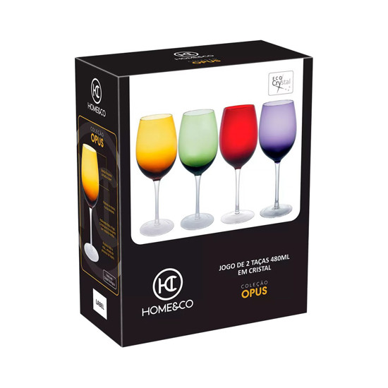 Imagem JOGO DE TAÇAS PARA VINHO HOME&CO OPUS EM VIDRO 480ML 22X8X8CM ÂMBAR - 2 UNIDADES 