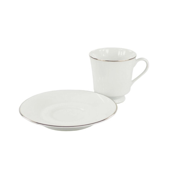 Imagem XÍCARA CAFÉ COM PIRES 60ML PORCELANA COM FILETE PRATEADO ITAMARATY