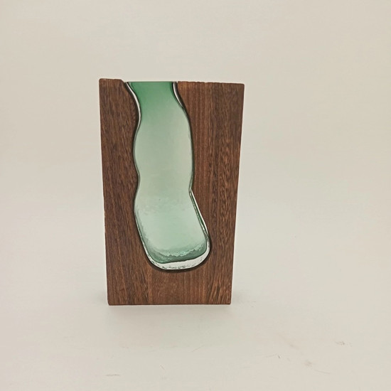 Imagem VASO DECORATIVO ENFEITE CASA VIDRO 32X18X5CM COR VERDE