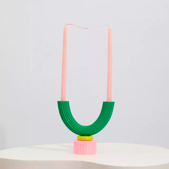 Imagem CASTIÇAL DUPLO MIX COR VERDE 18X19CM 