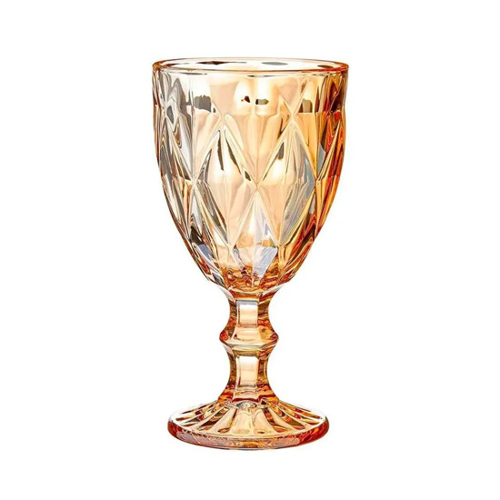 Imagem TAÇA DE VIDRO DIAMANTE 340ML COR ÂMBAR 9X9X17CM 