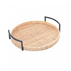 Imagem de BANDEJA REDONDA DE FIBRA NATURAL COM ALÇA BALI 37CM X 35CM X 7,5CM - Rojemac Impotacao E Exportacao Ltda