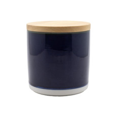 Imagem de POTE EM CERÂMCA COR AZUL COM TAMPA DE BAMBU 11X11X12CM  - Cross Comercial Ltda