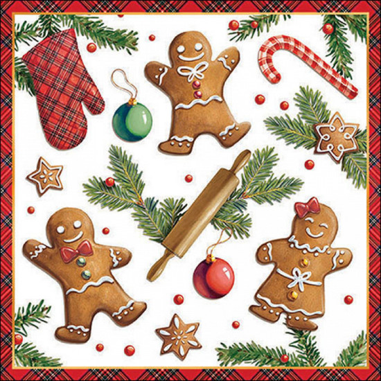 Imagem JOGO DE GUARDANAPO ESTAMPADO GINGERBREAD COOKIES FSC MIX 20 UNIDADES DE PAPEL 33X33CM