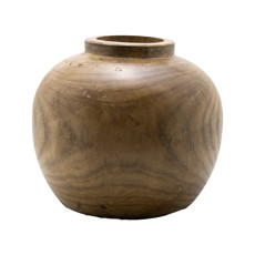 Imagem de VASO DECORATIVO EM MANDEIRA COR NATURAL 20CM  - Lucatti Artes E Decoracoes Ltda