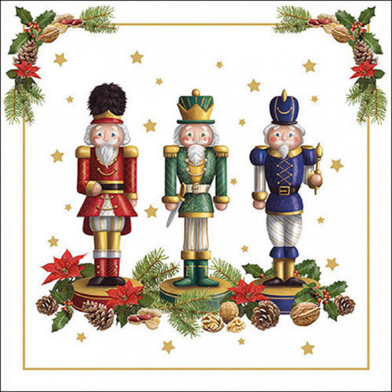 Imagem JOGO DE GUARDANAPO ESTAMPADO BEARDED NUTCRACKER FSC MIX 20 UNIDADES DE PAPEL 33X33CM 