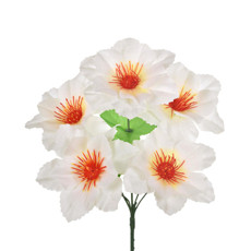 Imagem de BUQUÊ DECORATIVO DE DÁLIA BRANCA EM CETIM E PLÁSTICO MOLDÁVEL 33X26 CM - GRILLO - Grillo Ltda