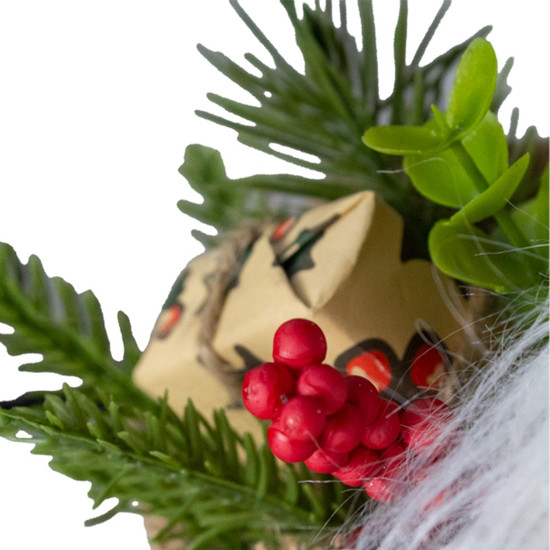 Imagem PAPAI NOEL EM PÉ 60CM COR VERMELHO E VERDE COM PLACA E PRESENTE 