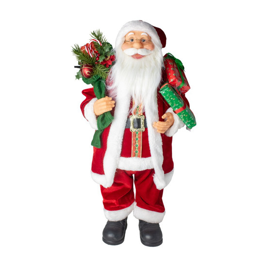 Imagem PAPAI NOEL EM PÉ COM PRESENTES E SACO COR VERMELHO E BRANCO 60CM 