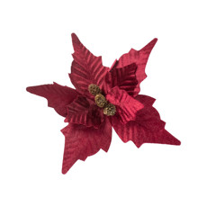 Imagem de FLOR POINSETIA DECORATIVA VERMELHA COM PINHAS 50CM CABO CURTO - TOK DA CASA - Cromus Embalagens Ind. E Com. Ltda