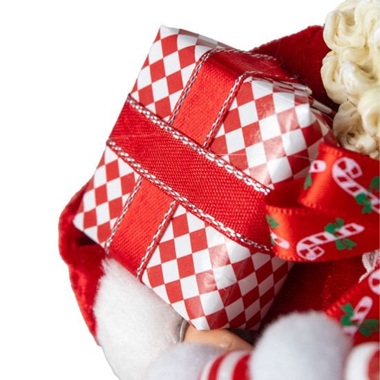 Imagem PAPAI NOEL EM PÉ COM PRESENTES E BENGALA COR VERMELHO E BRANCO 30CM 