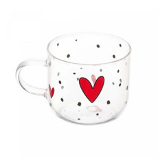 Imagem de CANECA DE VIDRO BOROSSILICATO RESISTENTE AO CALOR HEART 120ML - Rojemac Impotacao E Exportacao Ltda