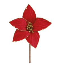 Imagem de FLOR POINSETTIA COR VERMELHO COM GLITTER DOURADO 20X12X17CM  - Cromus Embalagens Ind. E Com. Ltda