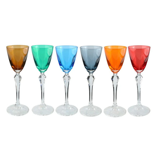 Imagem JOGO DE 6 TAÇAS PARA LICOR EM CRISTAL ECOLÓGICO 70ML A19CM COLORIDO - BOHEMIA