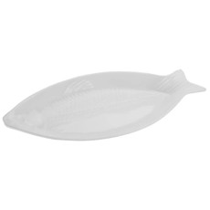 Imagem de TRAVESSA DE MELAMINA EM FORMATO DE PEIXE COR BRANCA 58CM X 28CM X 5CM  - Rojemac Impotacao E Exportacao Ltda