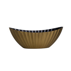 Imagem de VASO CANOA LISTRADA LEUCA M DE PLÁSTICO COR DOURADO 17X41X16CM - Floral Atlanta Ind E Com Ltda