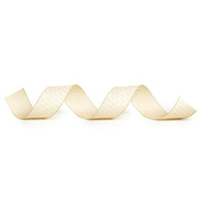 Imagem de FITA ARAMADA LOSANGO COR BEGE, BRANCO E DOURADO 6,3CM X 9,14 METROS - CROMUS - Cromus Embalagens Ind. E Com. Ltda