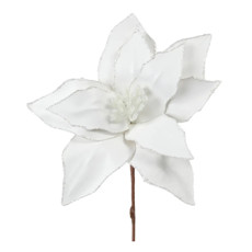 Imagem de FLOR DECORATIVA POINSÉTIA COR BRANCO COM GLITTER 30X20X20CM - CROMUS - Cromus Embalagens Ind. E Com. Ltda