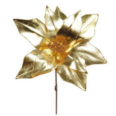 Imagem de FLOR POINSÉTIA DECORATIVA COR DOURADO COM GLITTER 30CM - CROMUS - Cromus Embalagens Ind. E Com. Ltda