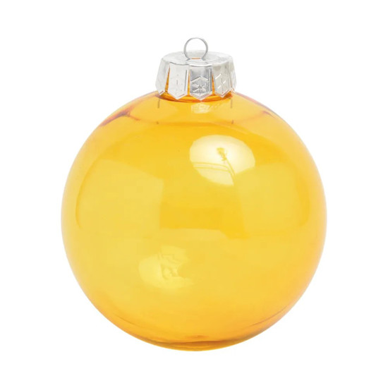 Imagem BOLA DE NATAL DECORATIVA COR DOURADO TRANSPARENTE DE PLÁSTICO 15X15CM - TOK DA CASA