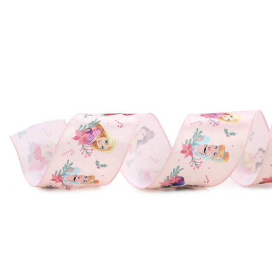 Imagem FITA EM CENTIM COM ESTAMPA DE PRINCESAS DA DISNEY COR ROSA 6,3CM X 9,14 METROS - CROMUS 