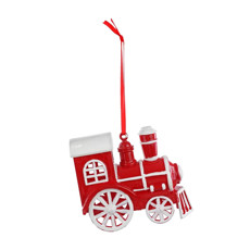 Imagem de TREM DECORATIVO EM PLÁSTICO COR VERMELHO COM BRANCO DE PLÁSTICO 9X9X5CM - CROMUS  - Cromus Embalagens Ind. E Com. Ltda