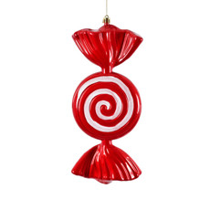 Imagem de BOMBOM DECORATIVO PARA PENDURAR COR VERMELHO COM BRANCO DE PLÁSTICO 29CM - GRILLO 56487 - Grillo Ltda