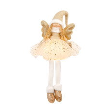 Imagem de ANJO SENTADO COM VESTIDO EM TULE COM LED MOVIDO A PILHAS 2AAA COE DOURADO COM BRANCO 60CM - CROMUS  - Cromus Embalagens Ind. E Com. Ltda