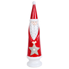 Imagem de PAPAI NOEL DECORATIVO VERMELHO E BRANCO EM CERÂMICA 6X6X25,5 CM - GRILLO 56803 - Grillo Ltda