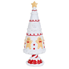 Imagem de ÁRVORE DE NATAL DECORATIVA COM BISCOITOS E FLOCOS DE NEVE EM RESINA 12X12X33CM GRILLO 56829 - Grillo Ltda