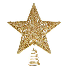 Imagem de ENFEITE PONTEIRA ESTRELA COR DOURADO COM GLITTER 20X23CM - GRILLO 41685 - Grillo Ltda