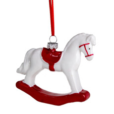 Imagem de CAVALO DECORATIVO DE PLÁSTICO COR VERMELHO COM BRANCO 10CM - CROMUS  - Cromus Embalagens Ind. E Com. Ltda