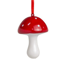 Imagem de COGUMELO DECORATIVO DE PLÁSTICO COR BRANCO COM VERMELHO 10CM - CROMUS  - Cromus Embalagens Ind. E Com. Ltda