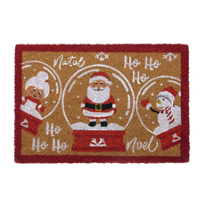 Imagem de CAPACHO COM PAPAI NOEL, MAMÃE NOEL E BONECO DE NEVE COR BRANCO, VERMELHO E MARROM 60X40X1CM - MABRUK - Mabruk Importacao E Comercio Eireli