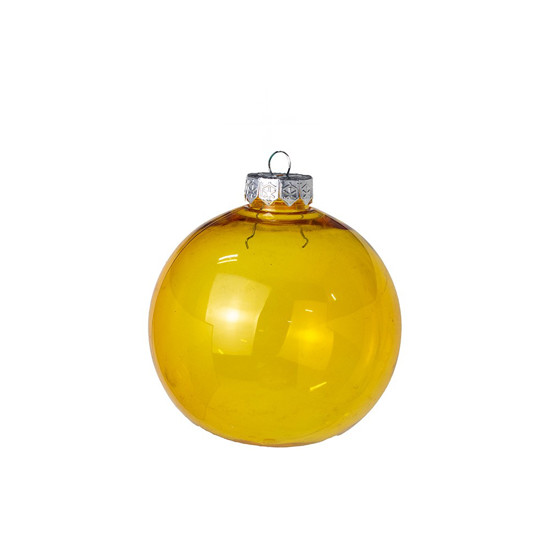 Imagem JOGO DE BOLA DE NATAL COR DOURADO TRANSPARENTE EM PLÁSTICO 4 PEÇAS DE 10CM - CROMUS 