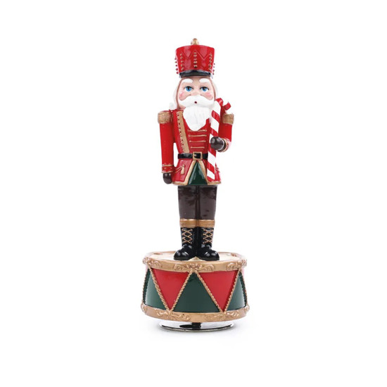 Imagem SOLDADO DE CHUMBO DECORATIVO MUSICAL MOVIDO A CORDA 21CM COR VERMELHO, VERDE E DOURADO - CROMUS 