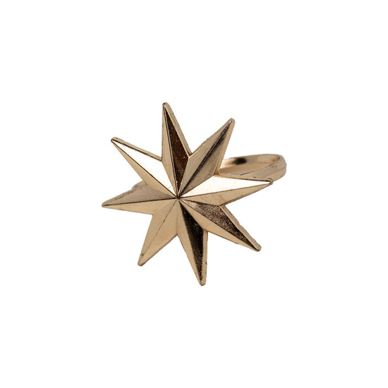 Imagem KIT ANEL PARA GUARDANAPO DE ESTRELA COR DOURADO DE NATAL 4 PEÇAS DE 4CM EM METAL - CROMUS 