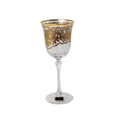 Imagem de JOGO DE TAÇA PARA VINHO EM CRISTAL COM DETALHES DOURADO 6 UNIDADES DE 8X8X20CM - GR - Lucatti Artes E Decoracoes Ltda