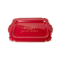 Imagem de BANDEJA HOME SWEET HOME COR VERMELHO COM DOURADO 34X24X2CM - YANGZI  - Yangzi Brasil Corporation S A 