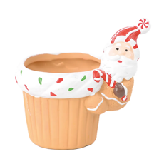 Imagem de MINI VASO CUPCAKE NATALINO COM PAPAI NOEL DECORATIVO EM CERÂMICA 9X10X7 CM - Cromus Embalagens Ind. E Com. Ltda