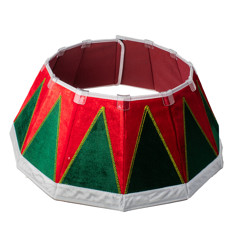 Imagem de SAIA RÍGIDA VERMELHA E BORDA BRANCA PARA ÁRVORA DE NATAL 68X68X17 CM - Cromus Embalagens Ind. E Com. Ltda