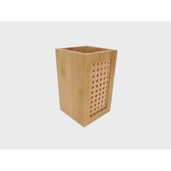Imagem PORTA TALHER ECOKITCHEN PALHINHA EM BAMBU 18X11X11 CM - MIMO STYLE