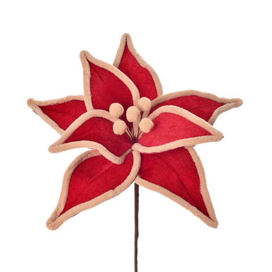 Imagem HASTE DECORATIVA MOLDÁVEL BICO DE PAPAGAIO VERMELHA COM BORDA BEGE 34X28 CM