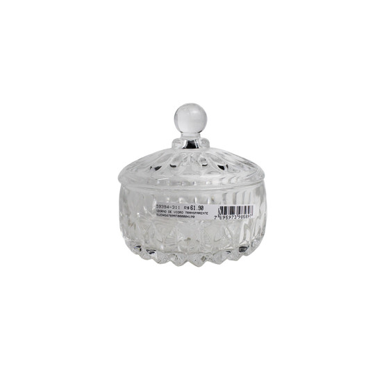 Imagem POTICHE DECORATIVO EM VIDRO COM TAMPA 15X15 CM - GRILLO 59394